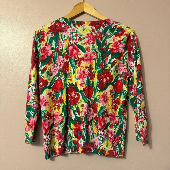 Talbots Cardigan 3/4 Sleeve Button Front Floral Women  Size L - Picture 6 of 6